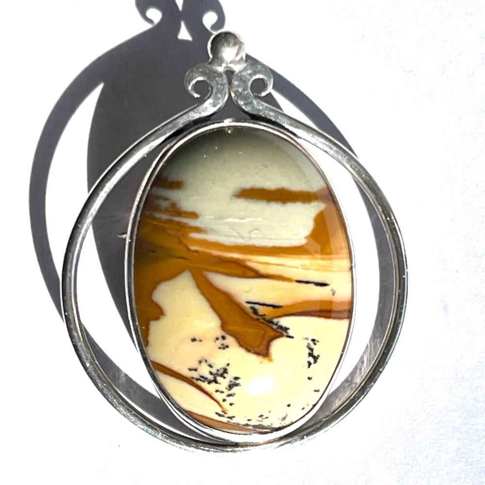 Beautiful Vintage Landscape Jasper Sterling Silver Brooch